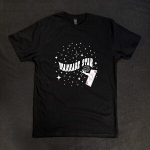 black tee with stars and hand