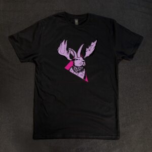 black t shirt with jackalope