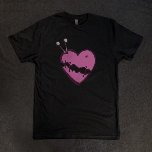 black t shirt with heart