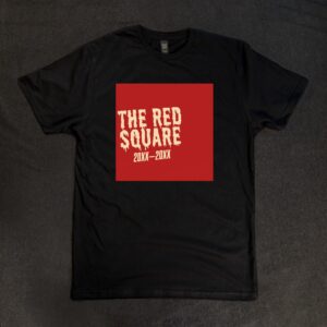 black tee with red square