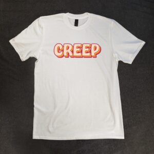 white tee with creep on it